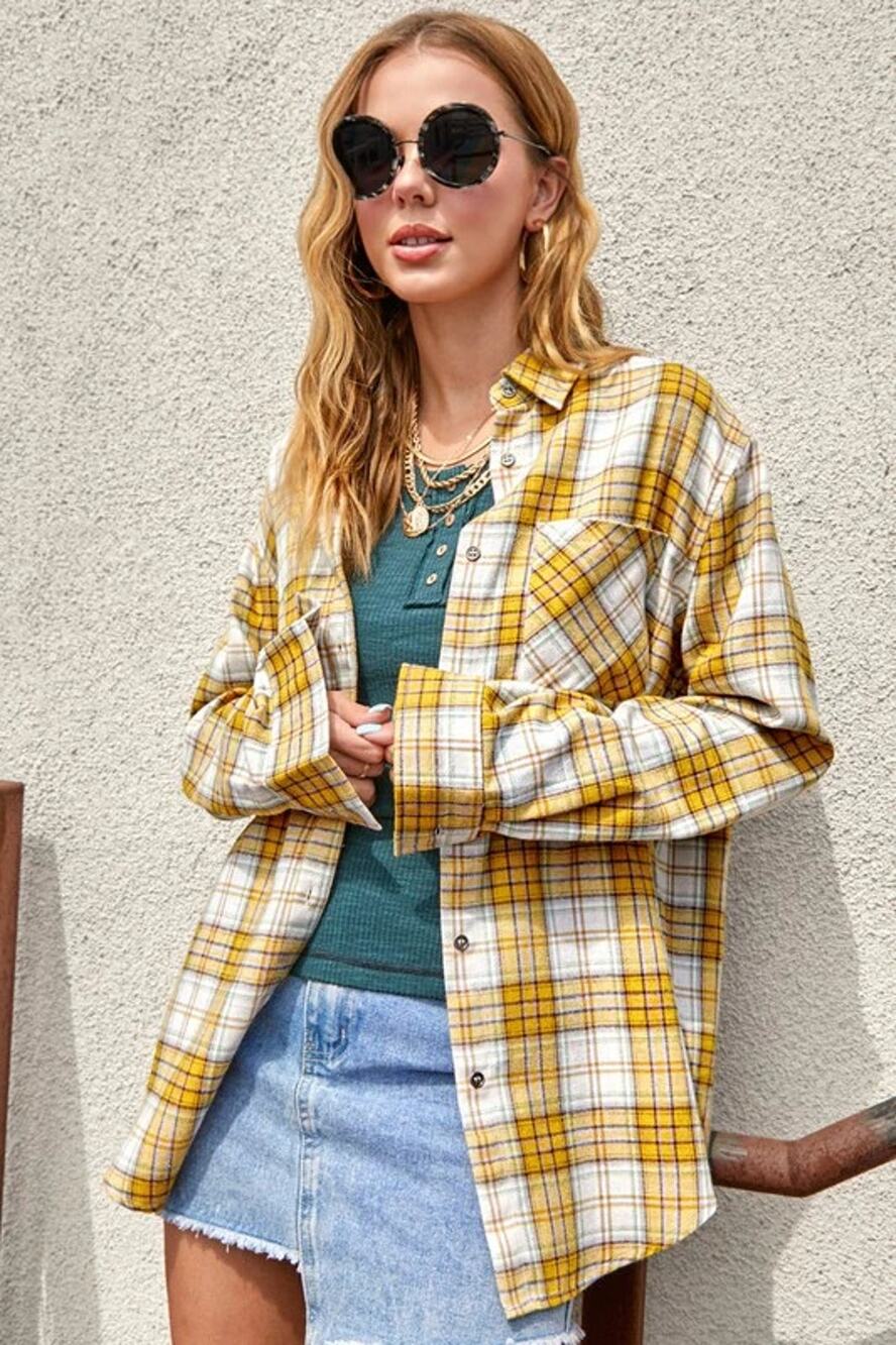 NEW Women's Oversized Cabin Flannel Loose Plaid Shacket